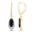 2.79 Carat Genuine Blue Sapphire and White Diamond 14K Yellow Gold Earrings - Earrings - Custom Crafting Alliance, LLC