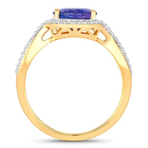 2.79 Carat Genuine Tanzanite and White Diamond 14K Yellow Gold Ring - Rings - Custom Crafting Alliance, LLC