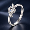 925 Sterling Silver White Gold Plated 0.5ct Moissanite Pavé CZ Size 6 Ring for Women
