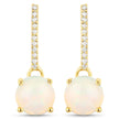 1.06 Carat Genuine Ethiopian Opal and White Diamond 10K Yellow Gold Earrings