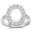 0.60 Carat Genuine White Diamond 14K White Gold Semi Mount Ring - holds 10x8mm Oval Gemstone