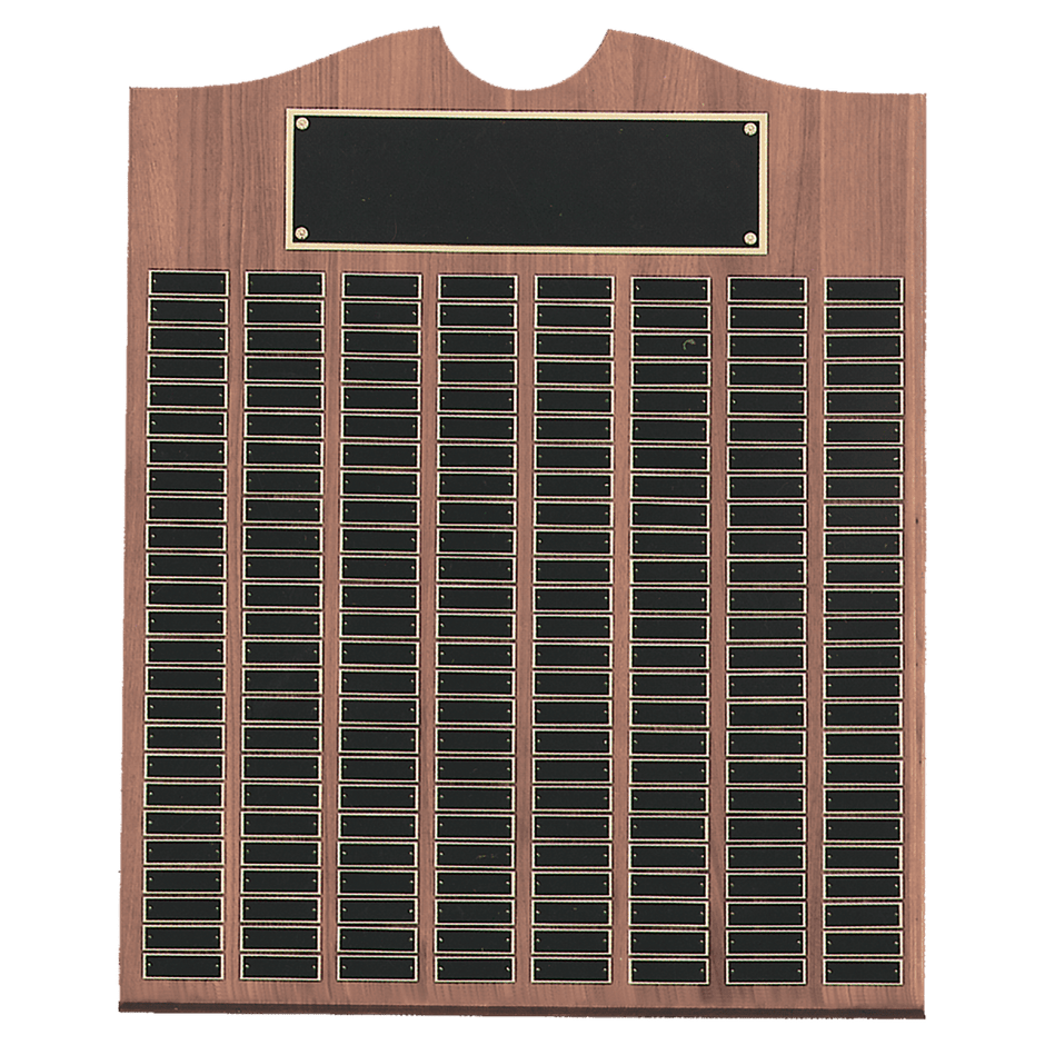 28 X 35 American Walnut Roster Solid Walnut Recognition Plaque W/200 Plates - Award - Custom Crafting Alliance, LLC