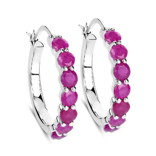 2.80 Carat Genuine Ruby .925 Sterling Silver Earrings - Earrings - Custom Crafting Alliance, LLC