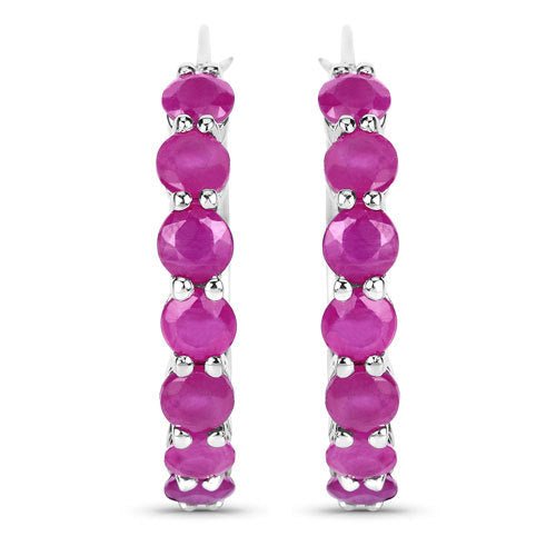 2.80 Carat Genuine Ruby .925 Sterling Silver Earrings - Earrings - Custom Crafting Alliance, LLC