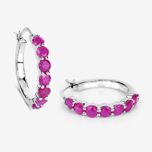 2.80 Carat Genuine Ruby .925 Sterling Silver Earrings - Earrings - Custom Crafting Alliance, LLC