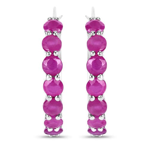 2.80 Carat Genuine Ruby .925 Sterling Silver Earrings - Earrings - Custom Crafting Alliance, LLC
