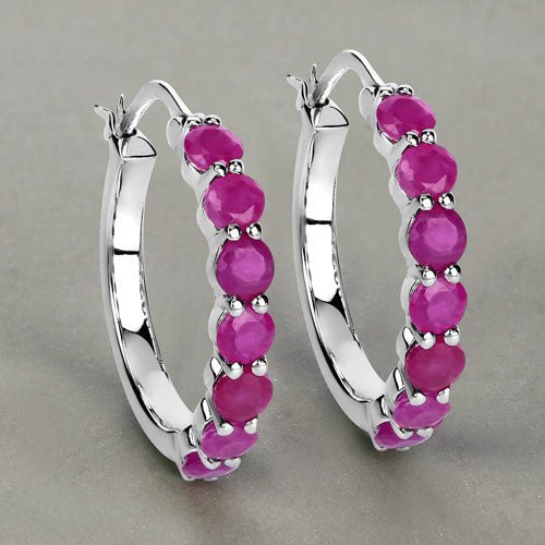 2.80 Carat Genuine Ruby .925 Sterling Silver Earrings - Earrings - Custom Crafting Alliance, LLC