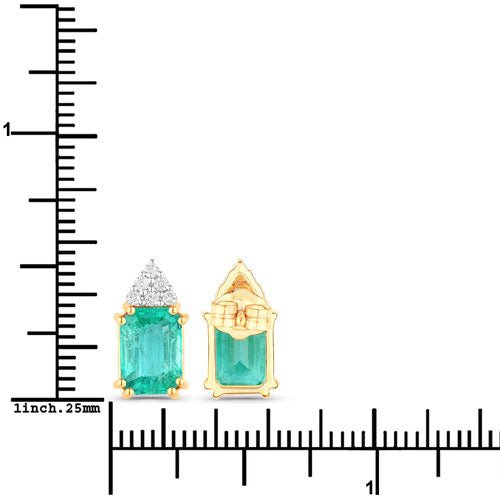 2.87 Carat Genuine Ethiopian Emerald and White Diamond 14K Yellow Gold Earrings - Earrings - Custom Crafting Alliance, LLC