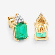 2.87 Carat Genuine Ethiopian Emerald and White Diamond 14K Yellow Gold Earrings - Earrings - Custom Crafting Alliance, LLC