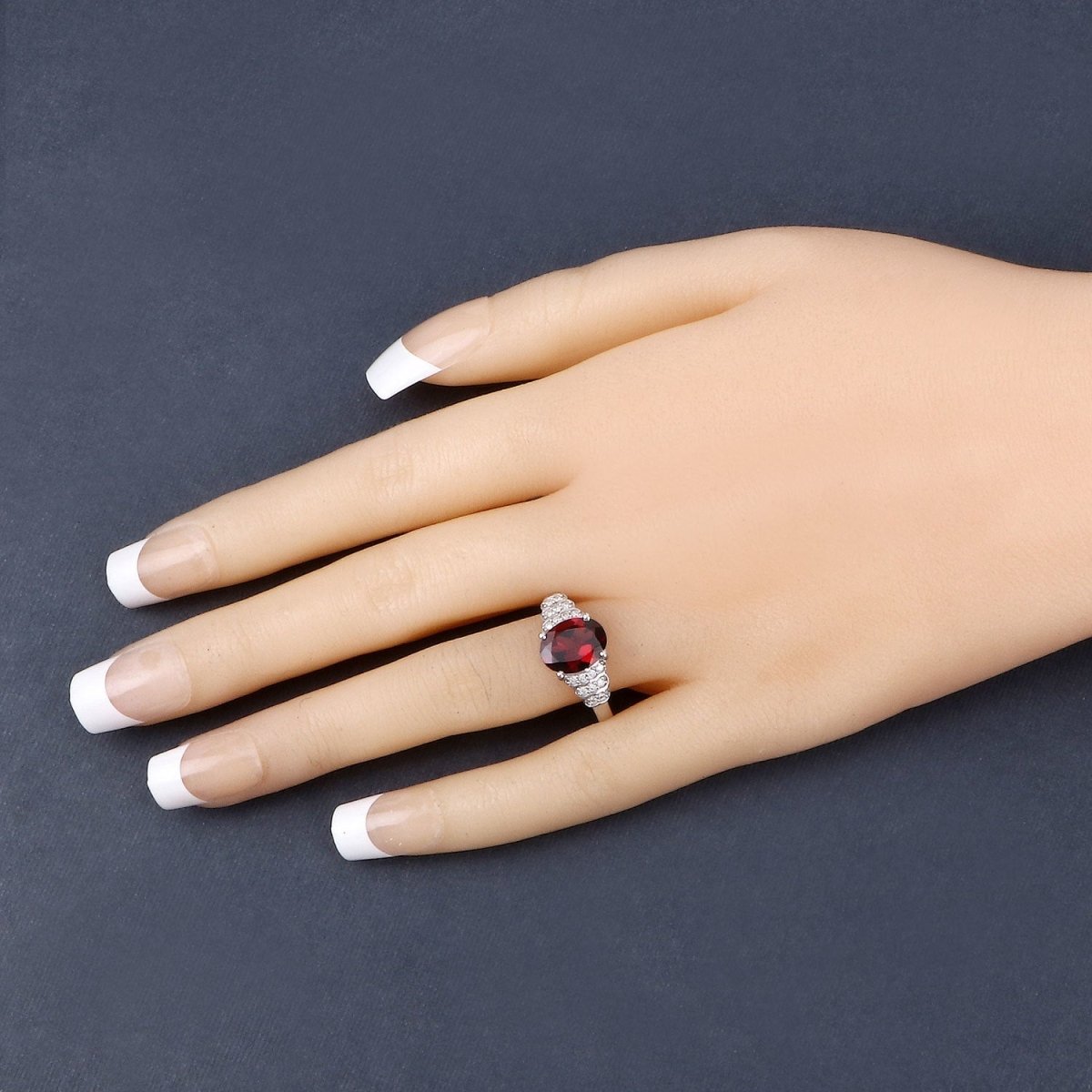 2.87 Carat Genuine Rhodolite and White Diamond 14K White Gold Ring - Rings - Custom Crafting Alliance, LLC