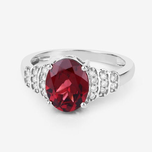 2.87 Carat Genuine Rhodolite and White Diamond 14K White Gold Ring - Rings - Custom Crafting Alliance, LLC