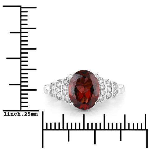 2.87 Carat Genuine Rhodolite and White Diamond 14K White Gold Ring - Rings - Custom Crafting Alliance, LLC