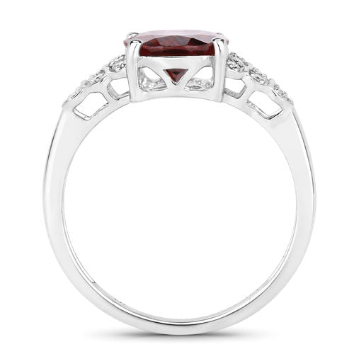 2.87 Carat Genuine Rhodolite and White Diamond 14K White Gold Ring - Rings - Custom Crafting Alliance, LLC