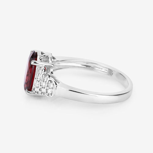 2.87 Carat Genuine Rhodolite and White Diamond 14K White Gold Ring - Rings - Custom Crafting Alliance, LLC