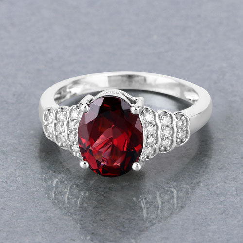 2.87 Carat Genuine Rhodolite and White Diamond 14K White Gold Ring - Rings - Custom Crafting Alliance, LLC