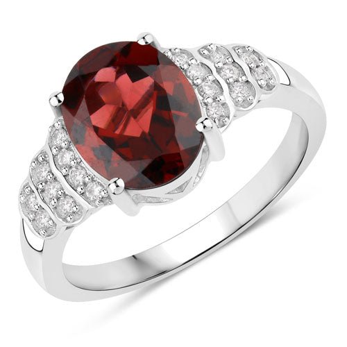 2.87 Carat Genuine Rhodolite and White Diamond 14K White Gold Ring - Rings - Custom Crafting Alliance, LLC