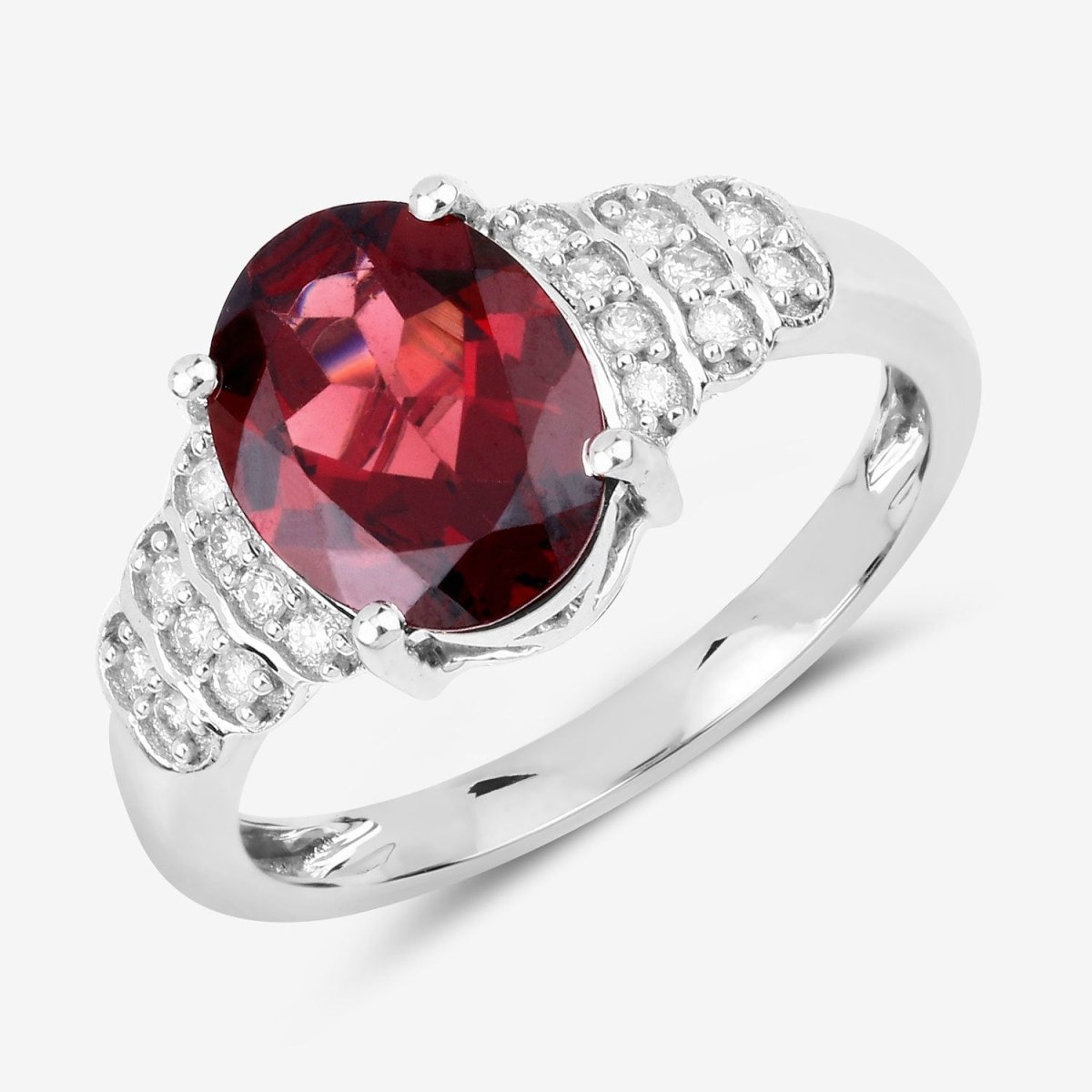 2.87 Carat Genuine Rhodolite and White Diamond 14K White Gold Ring - Rings - Custom Crafting Alliance, LLC