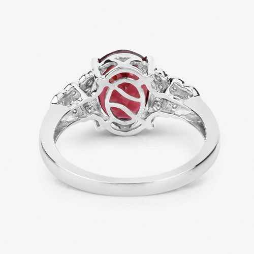 2.87 Carat Genuine Rhodolite and White Diamond 14K White Gold Ring - Rings - Custom Crafting Alliance, LLC