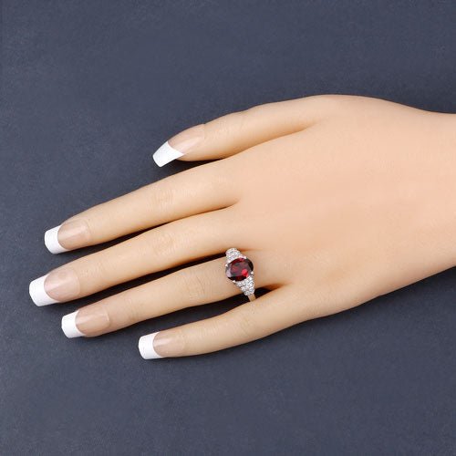 2.87 Carat Genuine Rhodolite and White Diamond 14K White Gold Ring - Rings - Custom Crafting Alliance, LLC