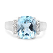 4.28 Carat Genuine Blue Topaz and White Topaz .925 Sterling Silver Ring