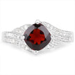 1.67 Carat Genuine Garnet and White Topaz .925 Sterling Silver Ring