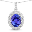 2.93 Carat Genuine Tanzanite and White Diamond 14K White Gold Pendant - Pendants - Custom Crafting Alliance, LLC