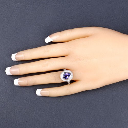 2.94 Carat Genuine Tanzanite and White Diamond 14K White Gold Ring - Rings - Custom Crafting Alliance, LLC