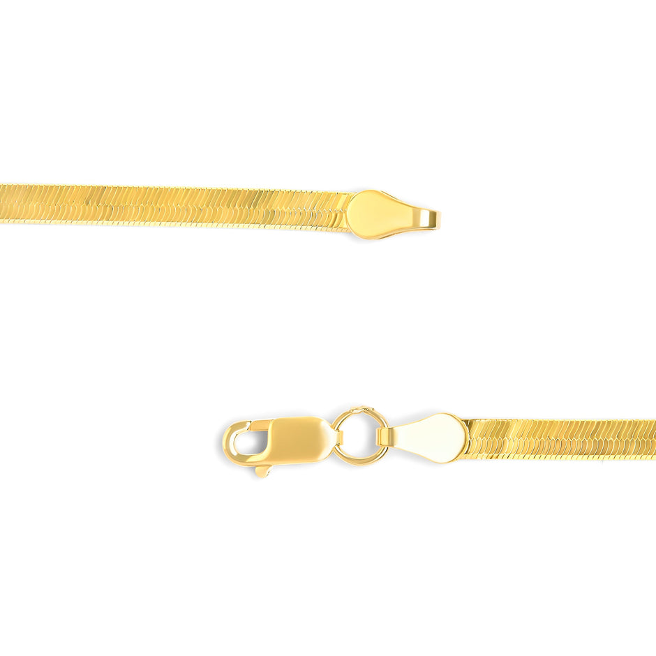 Unisex Solid 14K Yellow Gold 2.8mm Imperial Herringbone Chain Necklace - 18