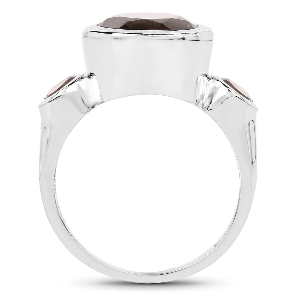 3.56 Carat Genuine Smoky Quartz .925 Sterling Silver Ring