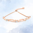 14K Rose Gold Plated .925 Sterling Silver 1/10 Cttw Diamond Alternating Swirl link Bolo Bracelet (I-J Color, I2-I3 Clarity) - 6
