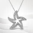 .925 Sterling Silver Prong-Set Diamond Accent Starfish 18