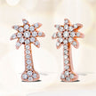 10K Rose Gold 1/4 Cttw Diamond Palm Tree Push Back Stud Earrings (H-I Color, I1-I2 Clarity)
