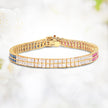 14K Yellow Gold Plated 9.52 Carat Genuine Blue Sapphire and White Sapphire .925 Sterling Silver Bracelet