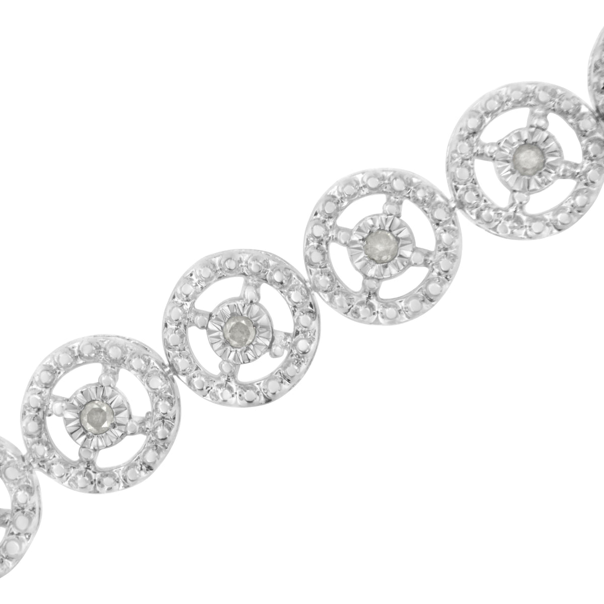 .925 Sterling Silver 1/2 Cttw Diamond Nested Circle Miracle Set Open Wheel 7