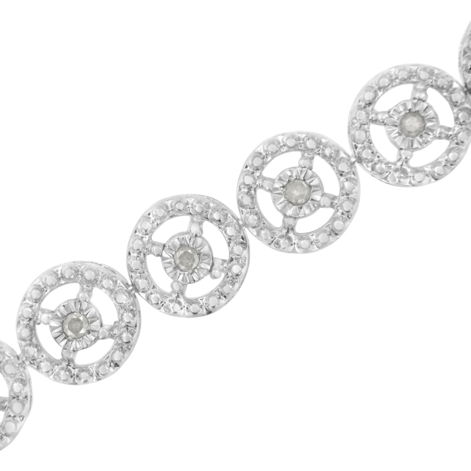 .925 Sterling Silver 1/2 Cttw Diamond Nested Circle Miracle Set Open Wheel 7