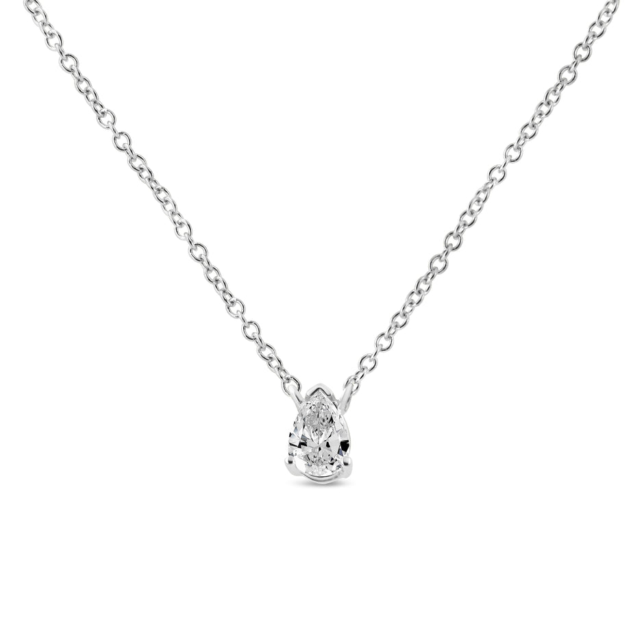 14K White Gold 1/5 Cttw Pear Shape Solitaire Diamond 18