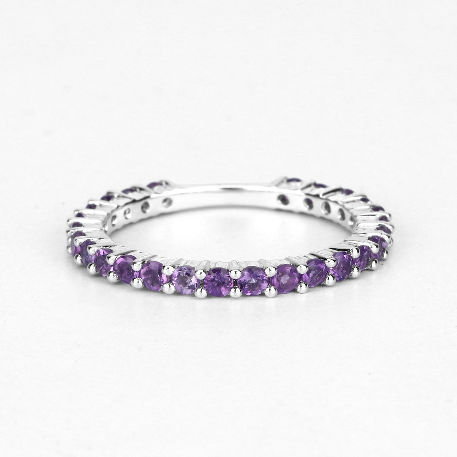 0.78 Carat Genuine Amethyst .925 Sterling Silver Ring