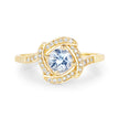 0.46 Carat Genuine Aquamarine and White Diamond 14K Yellow Gold Ring