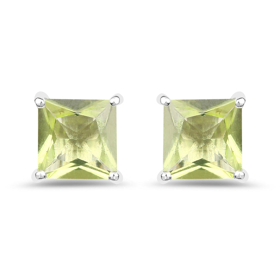 2.00 Carat Genuine Peridot .925 Sterling Silver Earrings