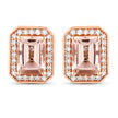 1.82 Carat Genuine Morganite and White Diamond 14K Rose Gold Earrings