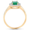 1.39 Carat Genuine Zambian Emerald and White Diamond 10K Yellow Gold Ring