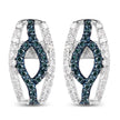 0.42 Carat Genuine Blue Diamond & White Diamond .925 Sterling Silver Earrings
