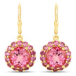 10.74 Carat Genuine Pink Topaz and Rhodolite Garnet .925 Sterling Silver Earrings