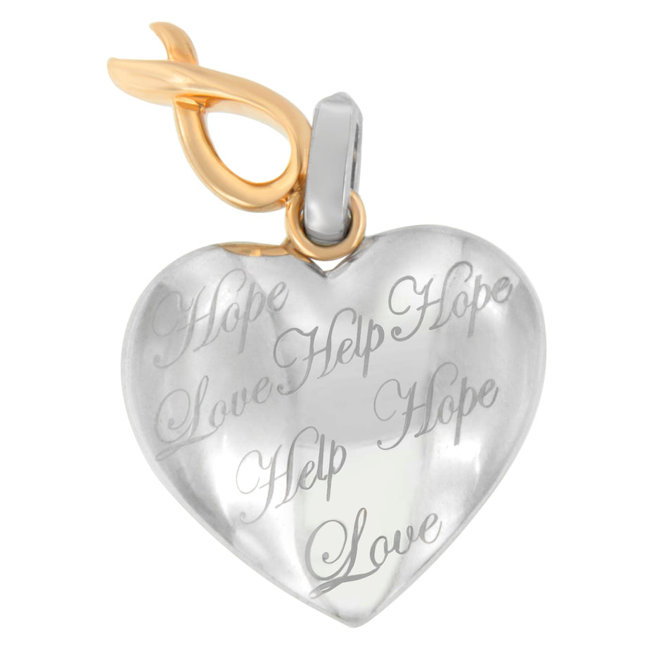 10K Yellow Gold Over Silver Heart Pendant Necklace