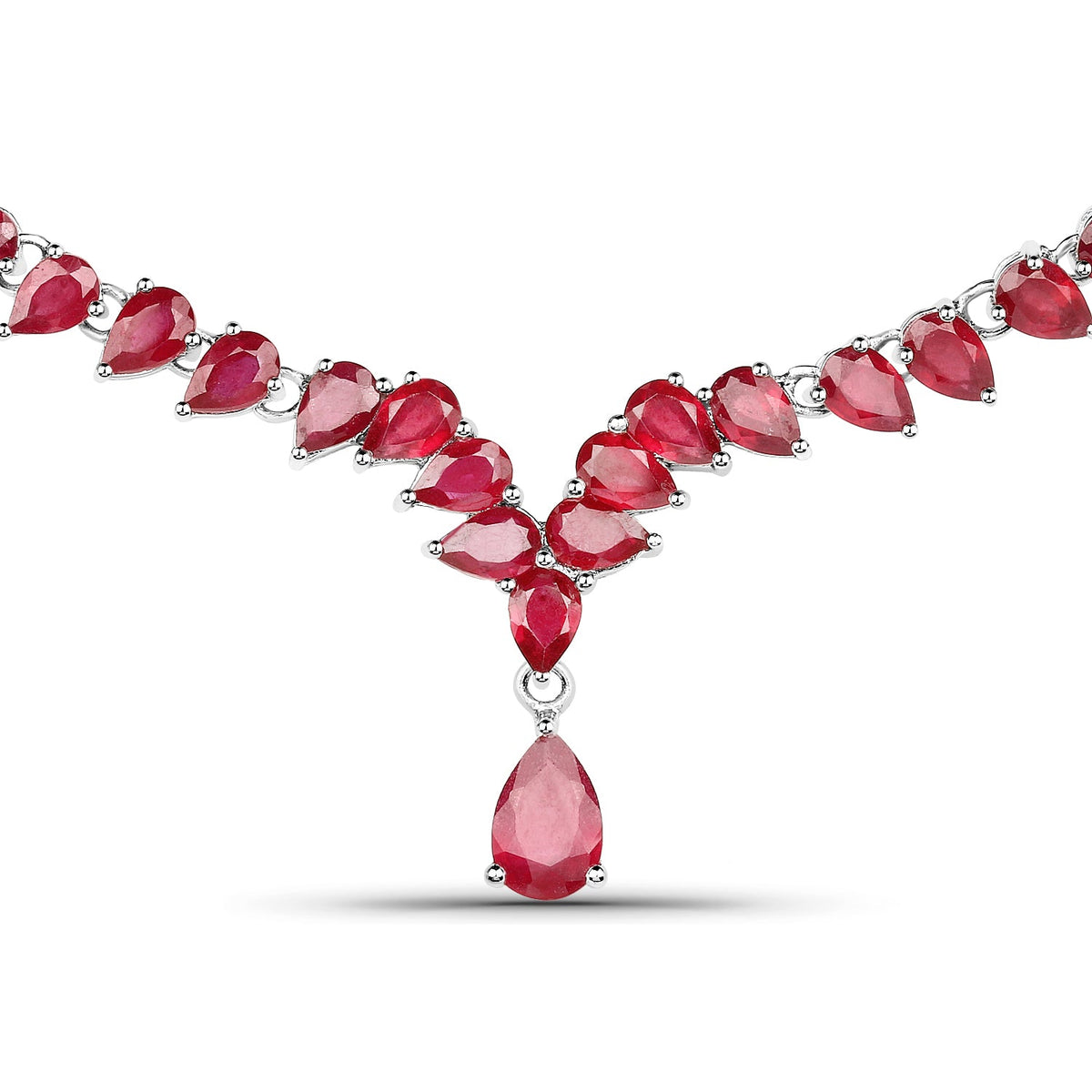 41.63 Carat Genuine Glass Filled Ruby .925 Sterling Silver Necklace