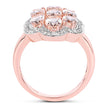 3.06 Carat Genuine Morganite and White Diamond .925 Sterling Silver Ring