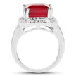 6.36 Carat Glass Filled Ruby and White Topaz .925 Sterling Silver Ring