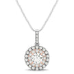 Round Shape Halo Diamond Pendant in 14k White and Rose Gold (1/2 cttw)