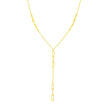 14K Yellow Gold Lariat Necklace with Paperclip Chain Stations