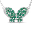 2.80 Carat Genuine Emerald and White Zircon .925 Sterling Silver Pendant